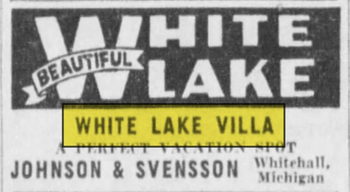 White Lake Villa Resort - June 1938 Ad (newer photo)